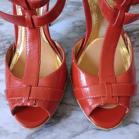 Anne Michelle Orange Double Buckle Sandals Size 7.5 - Picture 4 of 13